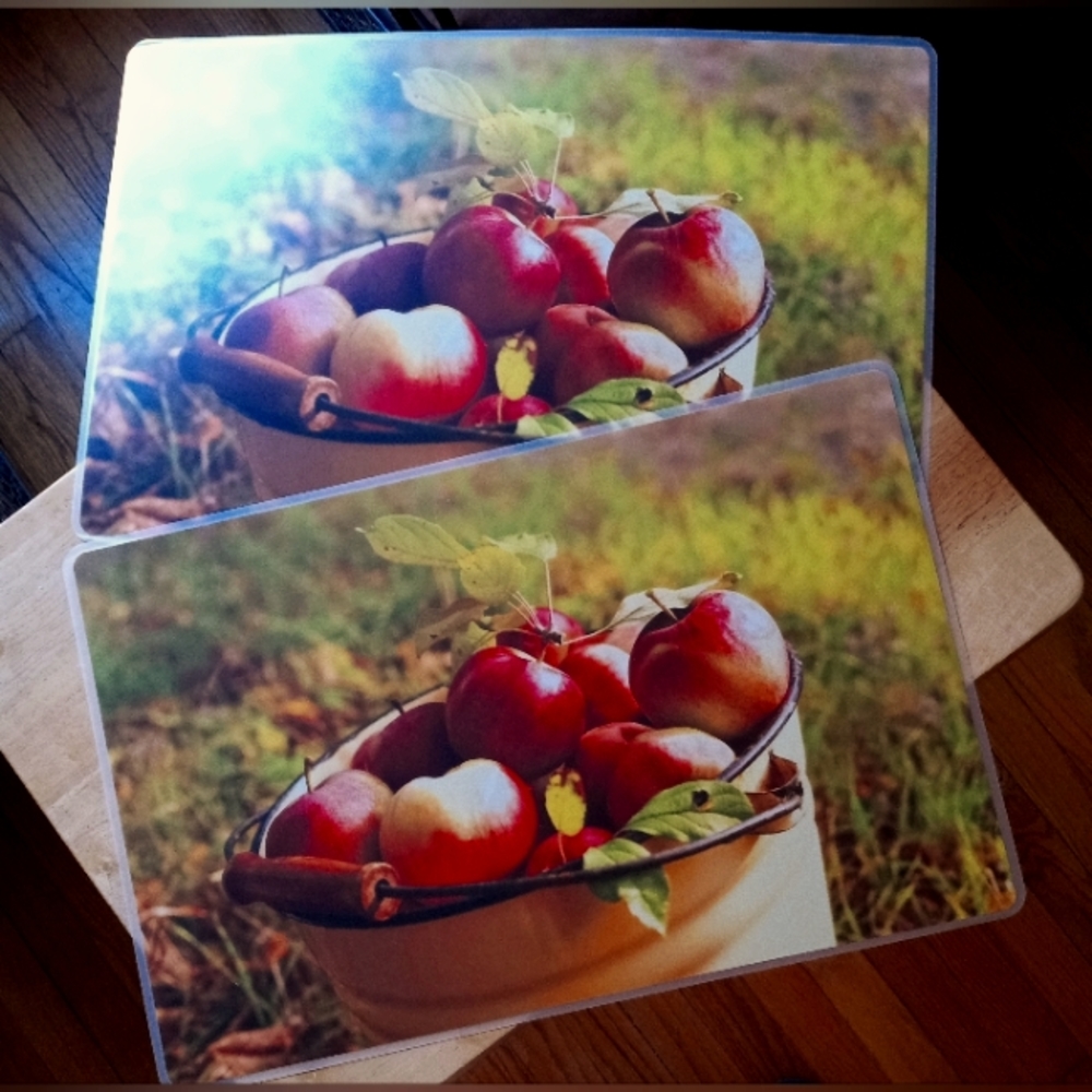 ๐๐ Placemat - Rustic Apples in A Bucket Custom Made ๐๐ - Picture 2 of 5